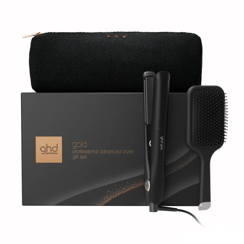 Gold Hair Straightener Black Gift Set