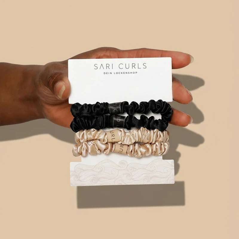 SARI CURLS | Silky Satin Small Scrunchies - 4er Set