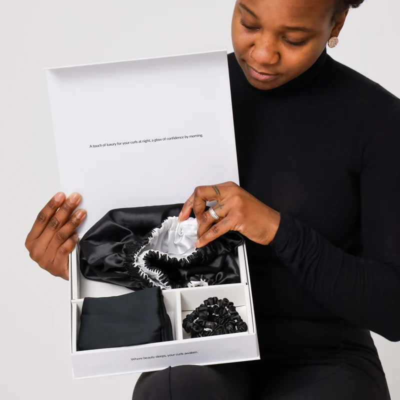 SARI CURLS | Schlaf- und Satin Box - Cloud/Onyx