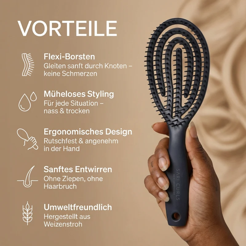 SARI CURLS | Detangling Brush - Black Edition