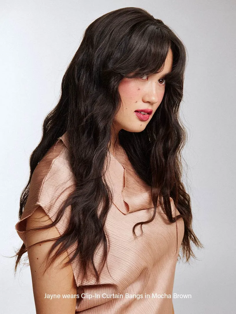 12” Medium Natural Brown Seamless & Clip-In Curtain Bangs Bundle (167g)