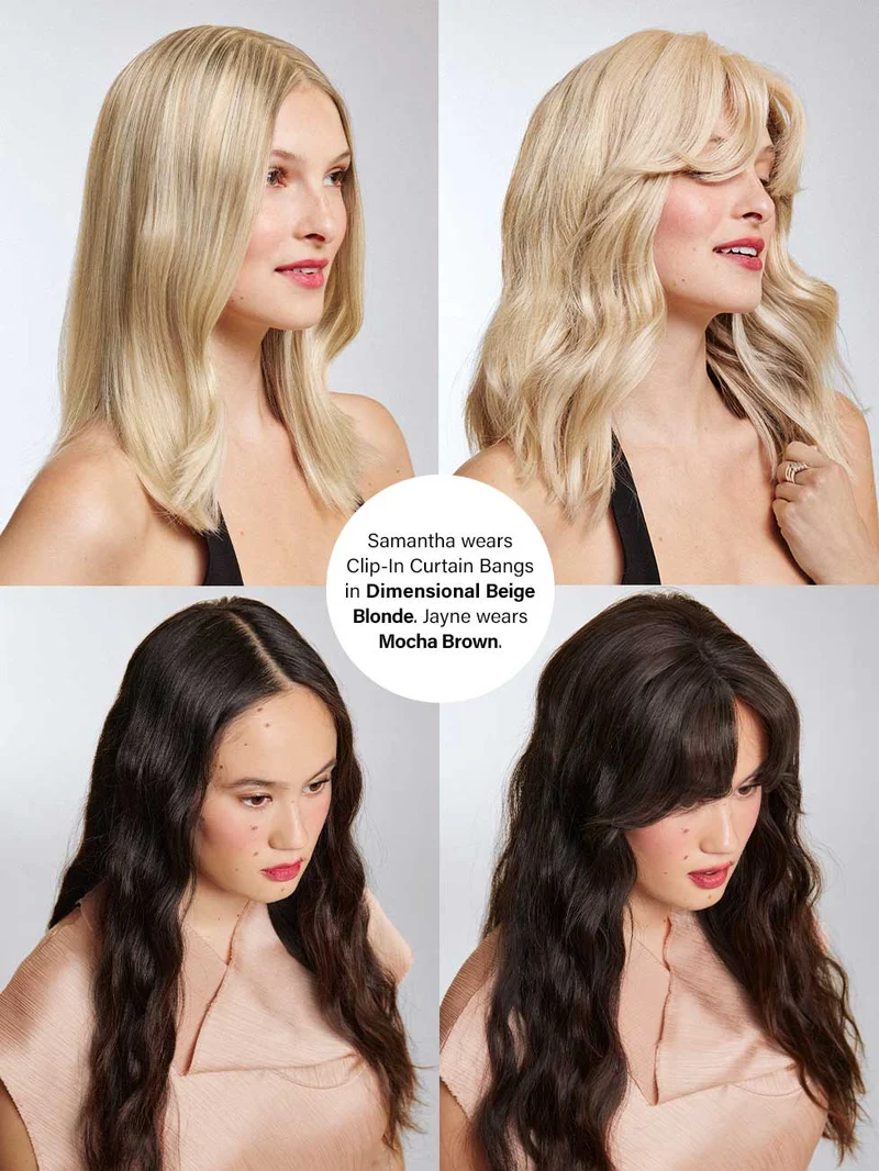 16” Chocolate Brown Seamless & Clip-In Curtain Bangs Bundle (177g)