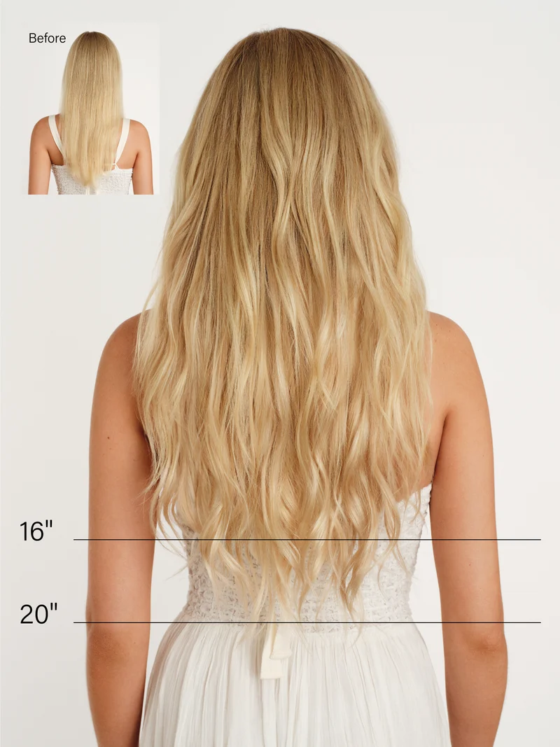 16" Dimensional Buttery Champagne Blonde Root Melt Thinning Hair Fill-Ins (80g)
