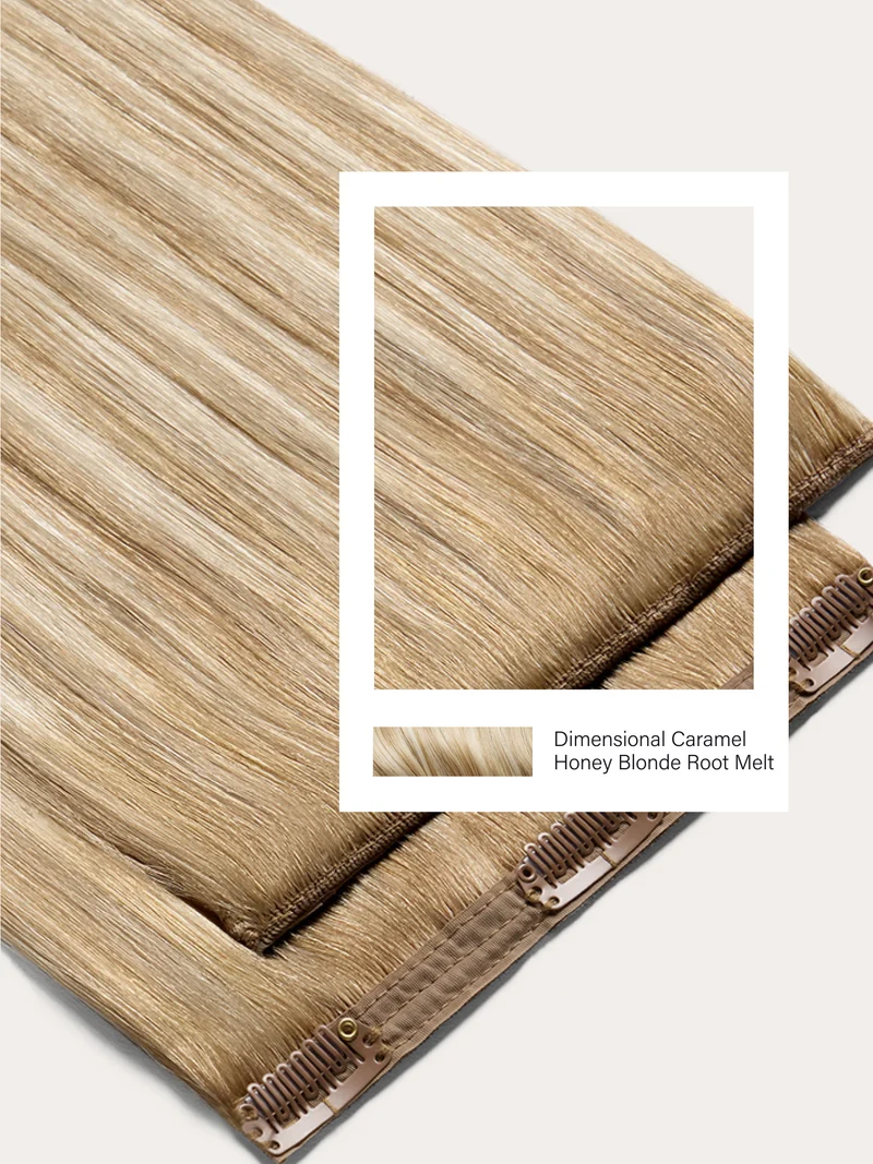 16" Classic Dimensional Caramel Honey Blonde Root Melt Clip-Ins (160g)
