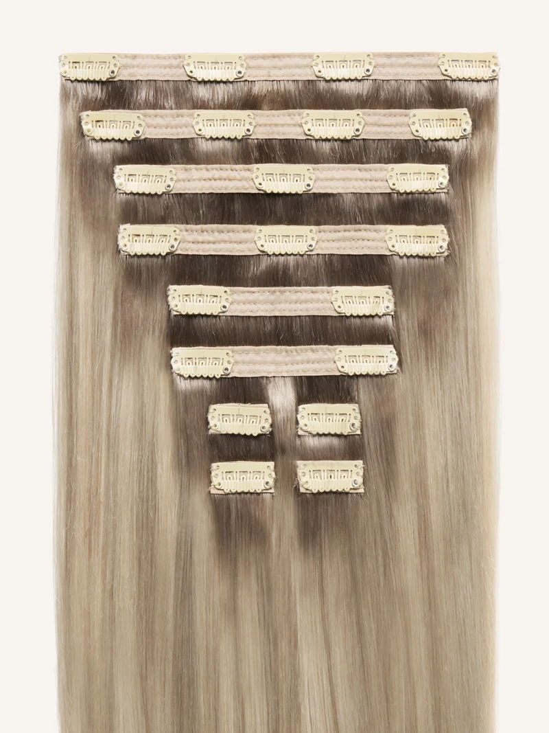16" Classic Dimensional Rooted Platinum Pearl Blonde Clip-Ins (160g)