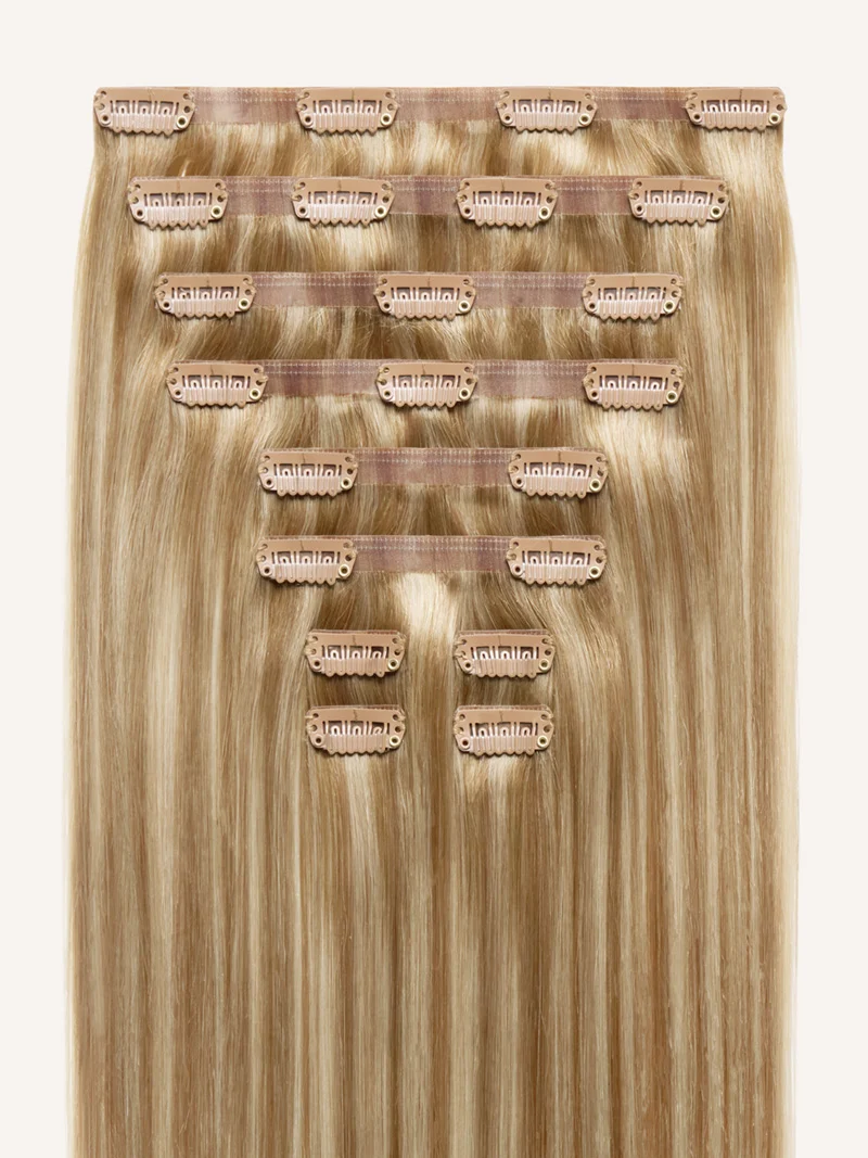 16" Seamless Dimensional Caramel Honey Blonde Root Melt Clip-Ins (160g)