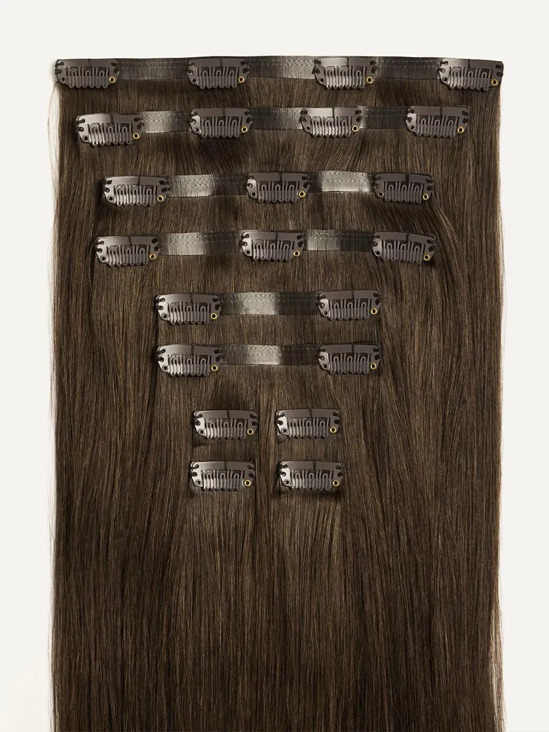 16" Seamless Medium Natural Brown Clip-Ins (160g)
