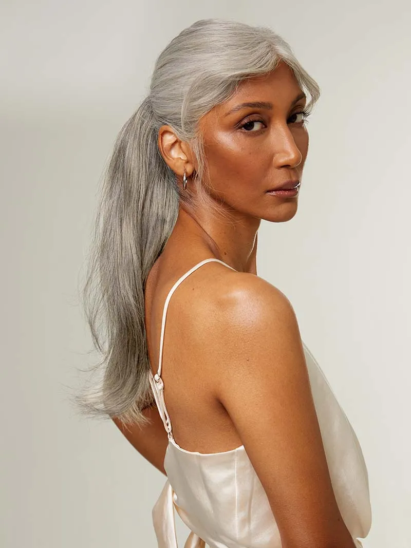16" Light Gray Ponytail Extension (100g)
