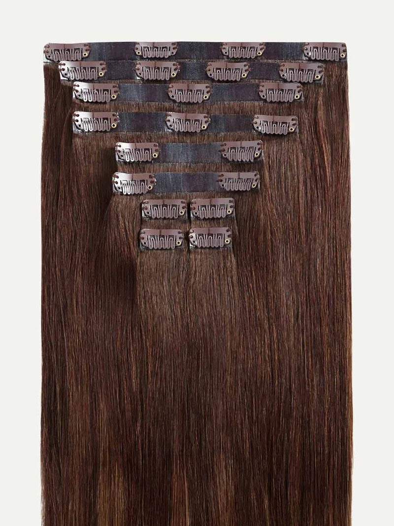 12" Seamless Chocolate Brown Balayage Clip-Ins (150g)