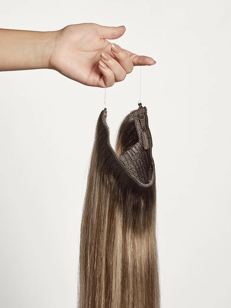 16" Dimensional Rooted Light Bronde Halo® Hair Extensions (140g)