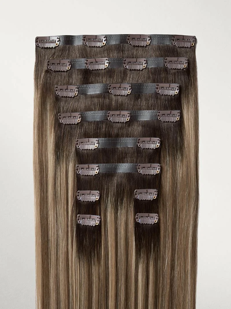 12" Seamless Dimensional Rooted Light Bronde Clip-Ins (150g)