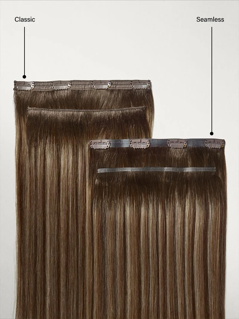 16" Seamless Dimensional Rooted Sunkissed Brown Clip-Ins (160g)