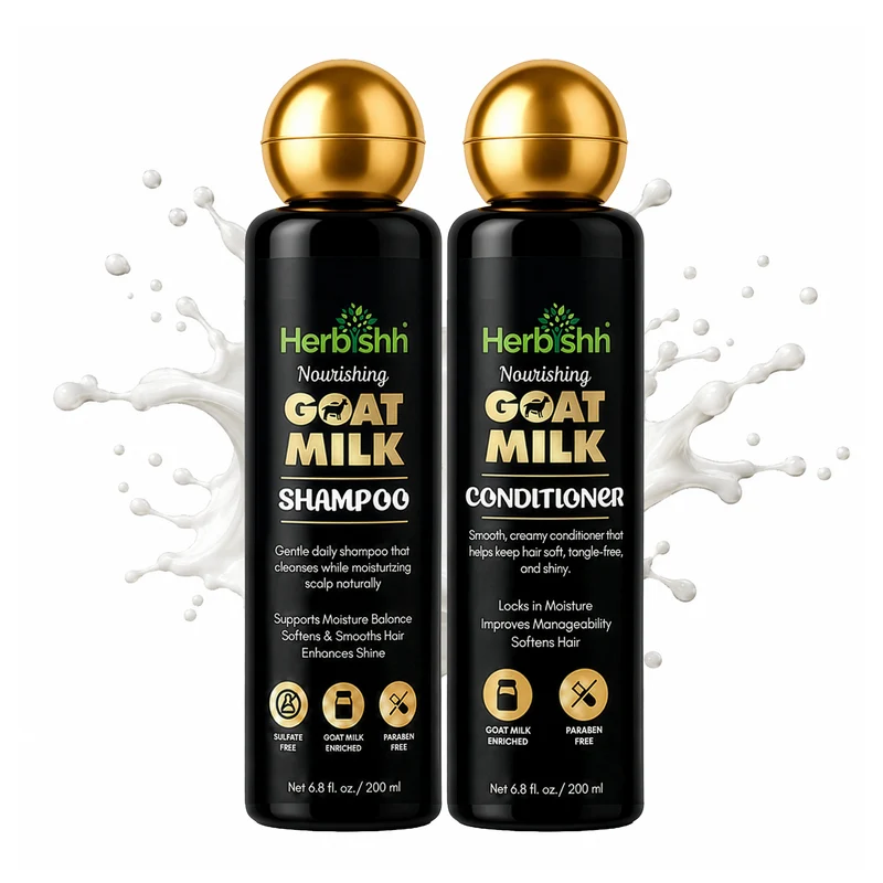 Herbishh Ziegenmilch Shampoo und Conditioner Set für trockene