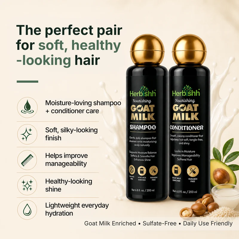 Herbishh Ziegenmilch Shampoo und Conditioner Set für trockene