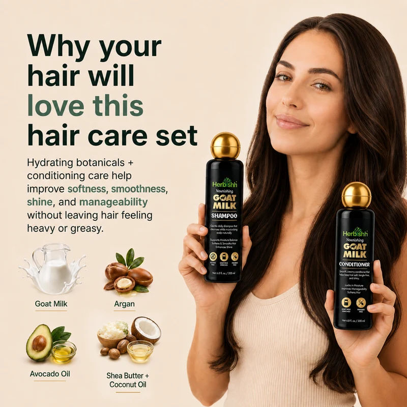 Herbishh Ziegenmilch Shampoo und Conditioner Set für trockene