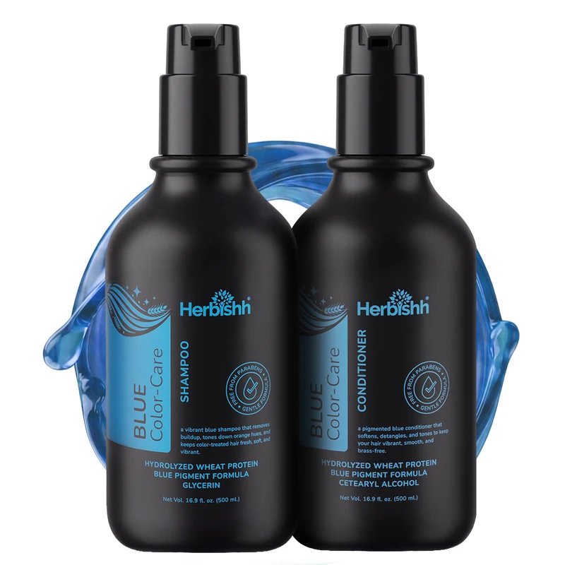 Blaues Shampoo und Spülung | Herbishh
