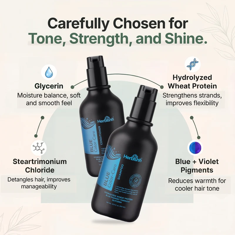 Blaues Shampoo und Spülung | Herbishh