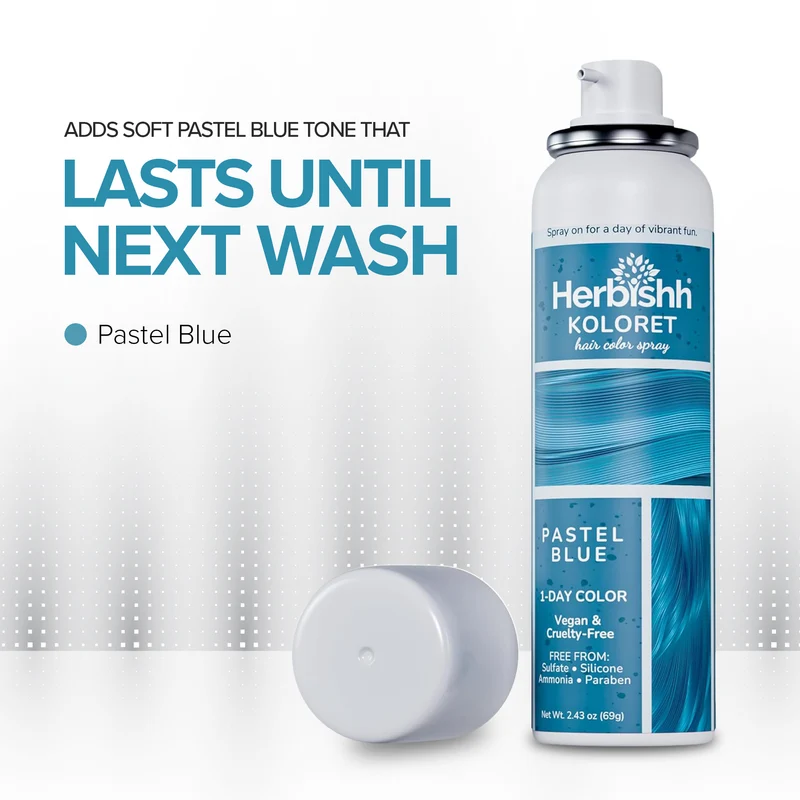 Koloret Temporäres Haarfarbenspray -Pastellblau- Herbishh