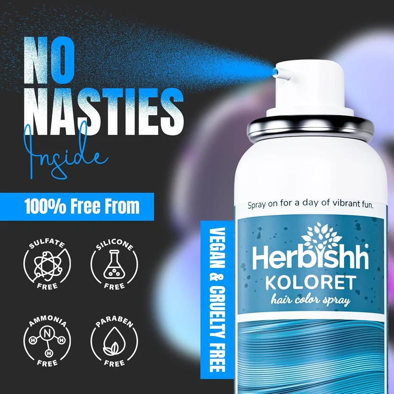 Koloret Temporäres Haarfarbenspray -Pastellblau- Herbishh
