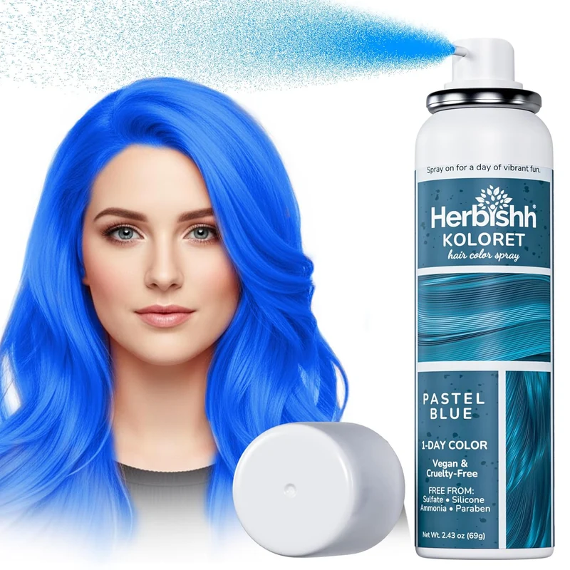 Koloret Temporäres Haarfarbenspray -Pastellblau- Herbishh