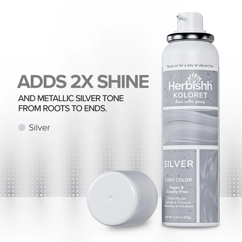 Koloret Temporäre Haarfarbe Spray Pastell Silber - Herbishh