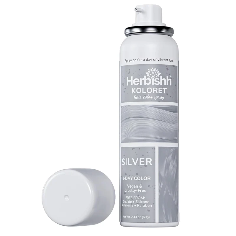 Koloret Temporäre Haarfarbe Spray Pastell Silber - Herbishh