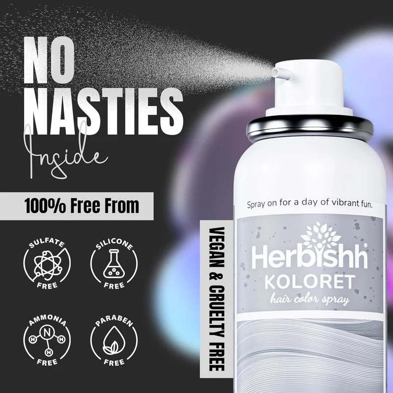 Koloret Temporäre Haarfarbe Spray Pastell Silber - Herbishh