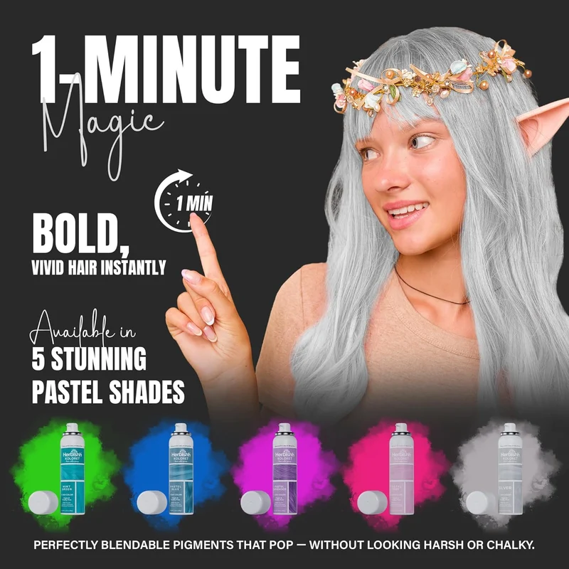 Koloret Temporäre Haarfarbe Spray Pastell Silber - Herbishh