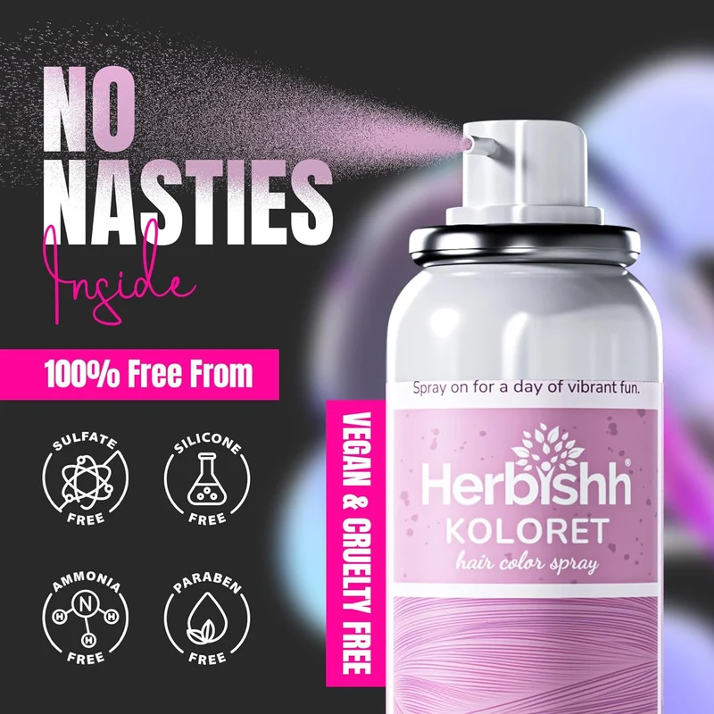 Koloret Temporäre Haarfarbe Spray Pastellrosa - Herbishh