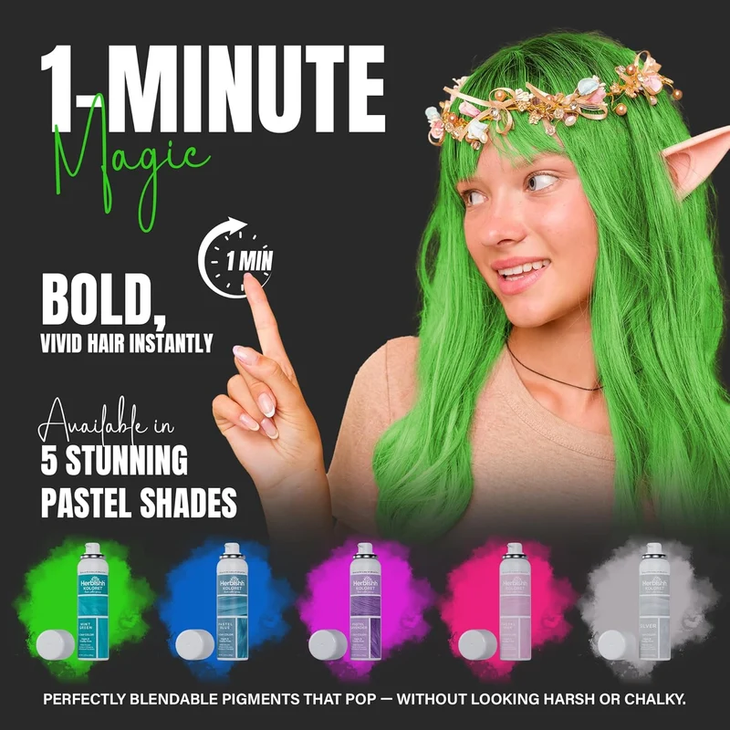 Koloret Temporäres Haarfarbenspray Mintgrün - Herbishh
