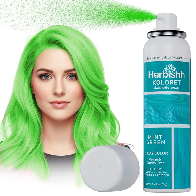 Koloret Temporäres Haarfarbenspray Mintgrün - Herbishh