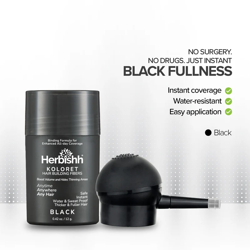 Schwarz – Herbishh Koloret Haaraufbaufasern – 12 g