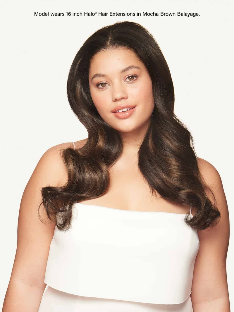 12" Mocha Brown Balayage Halo® Hair Extensions (150g)