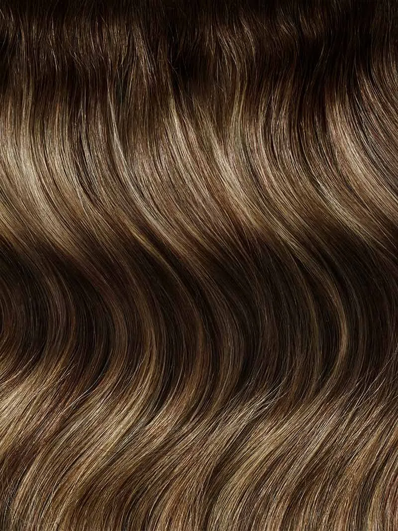 16" Seamless Dimensional Rooted Sunkissed Brown Clip-Ins (160g)