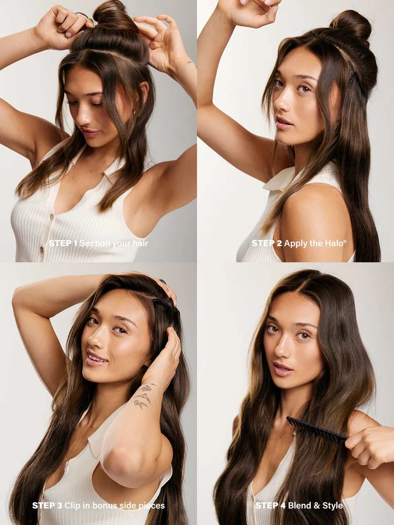 20" Dimensional Rooted Sunkissed Brown Halo® Hair Extensions (180g)