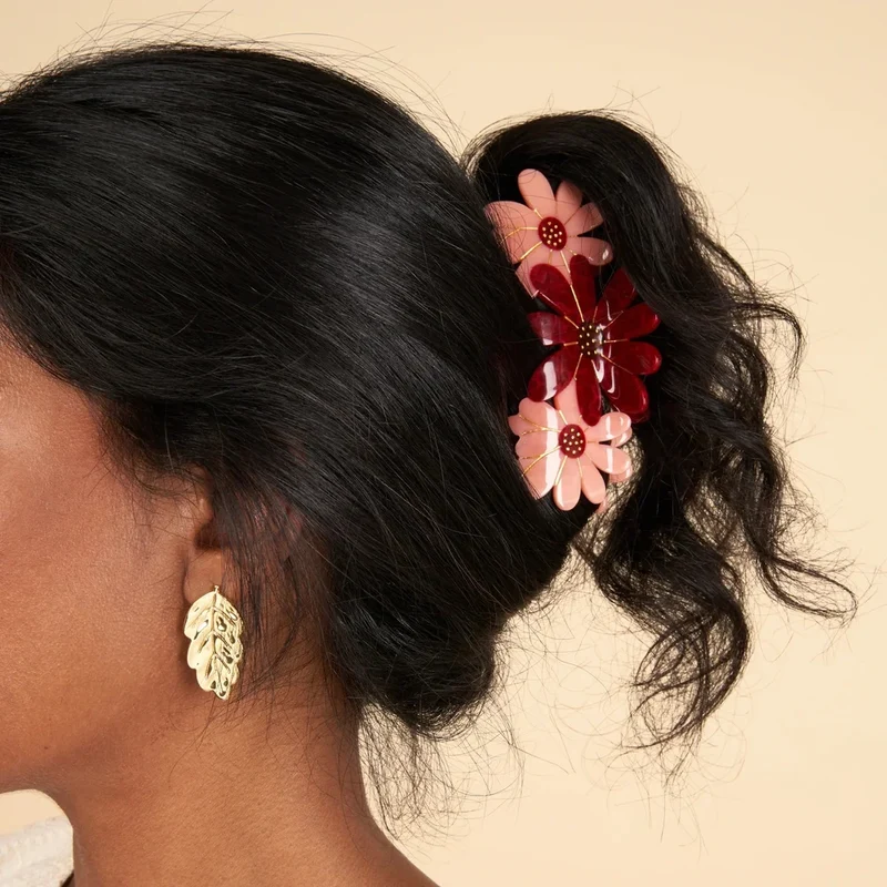 Pink Flowers Trio Hair Claw