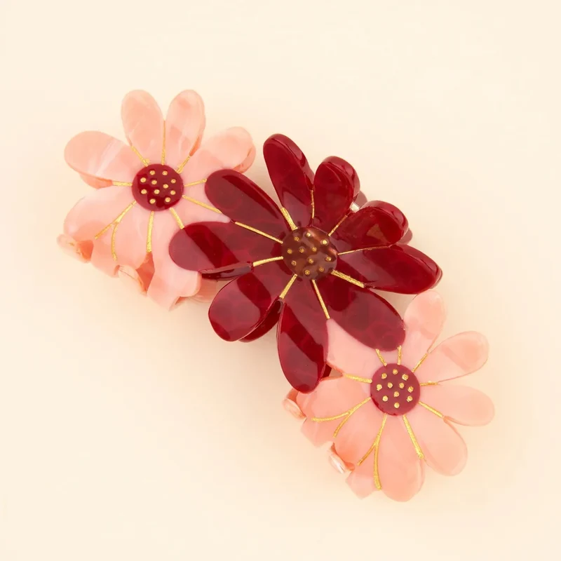 Pink Flowers Trio Hair Claw