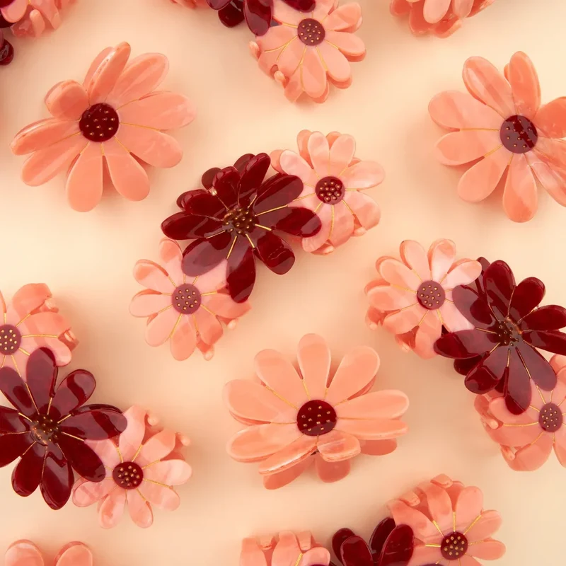 Pink Flowers Trio Hair Claw