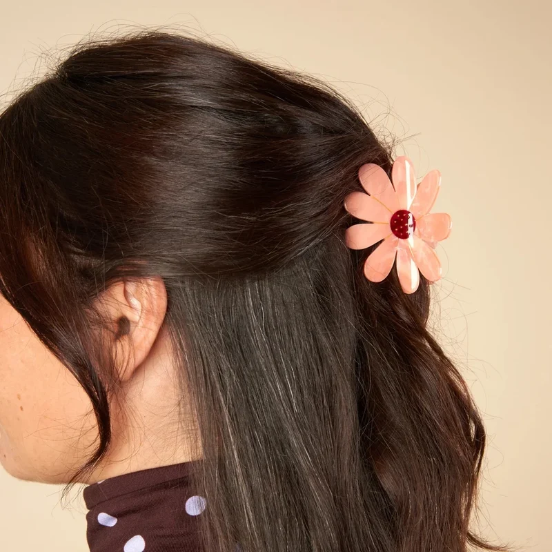 Pink Flower Hair Claw
