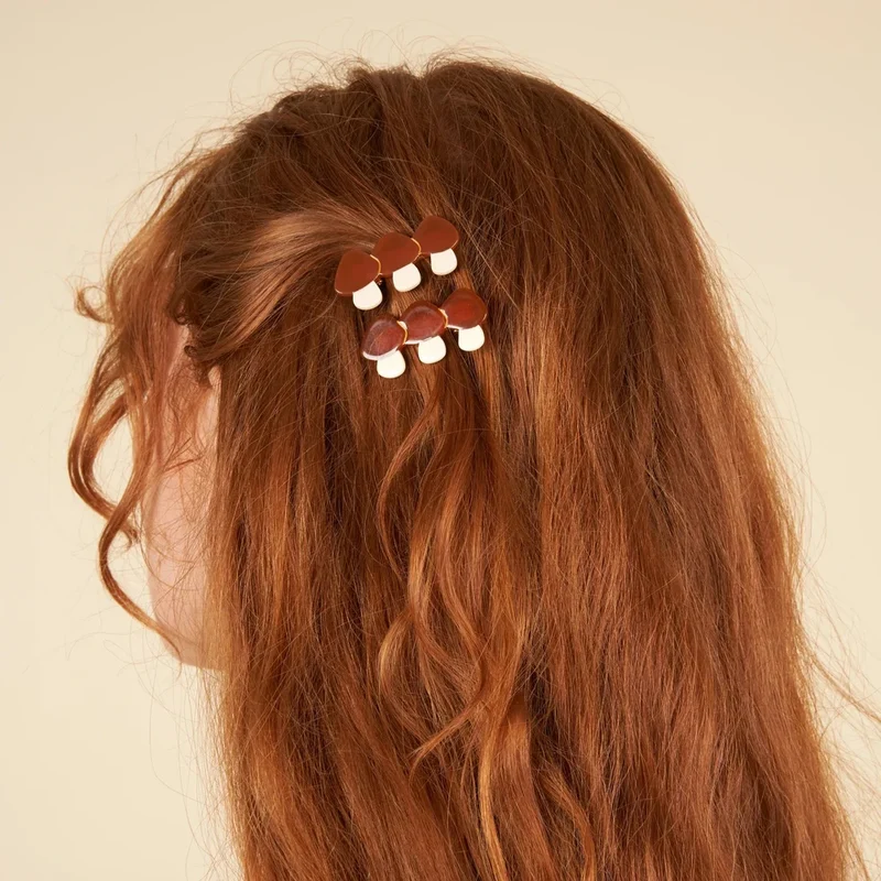 Mushroom Hair Clips Set