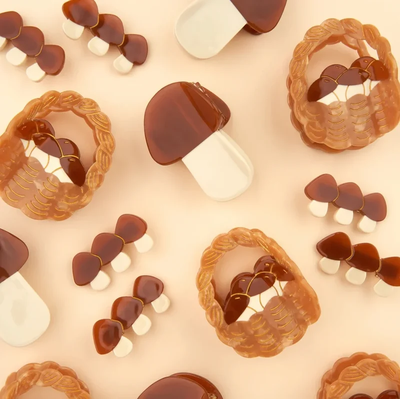 Mushroom Hair Clips Set