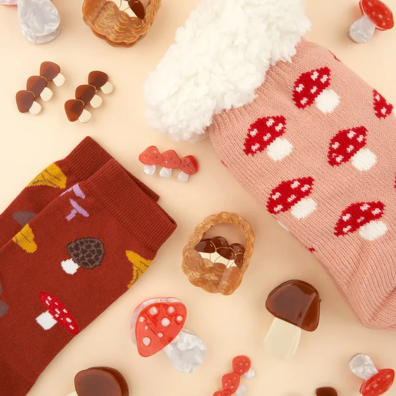 Mushroom Hair Clips Set