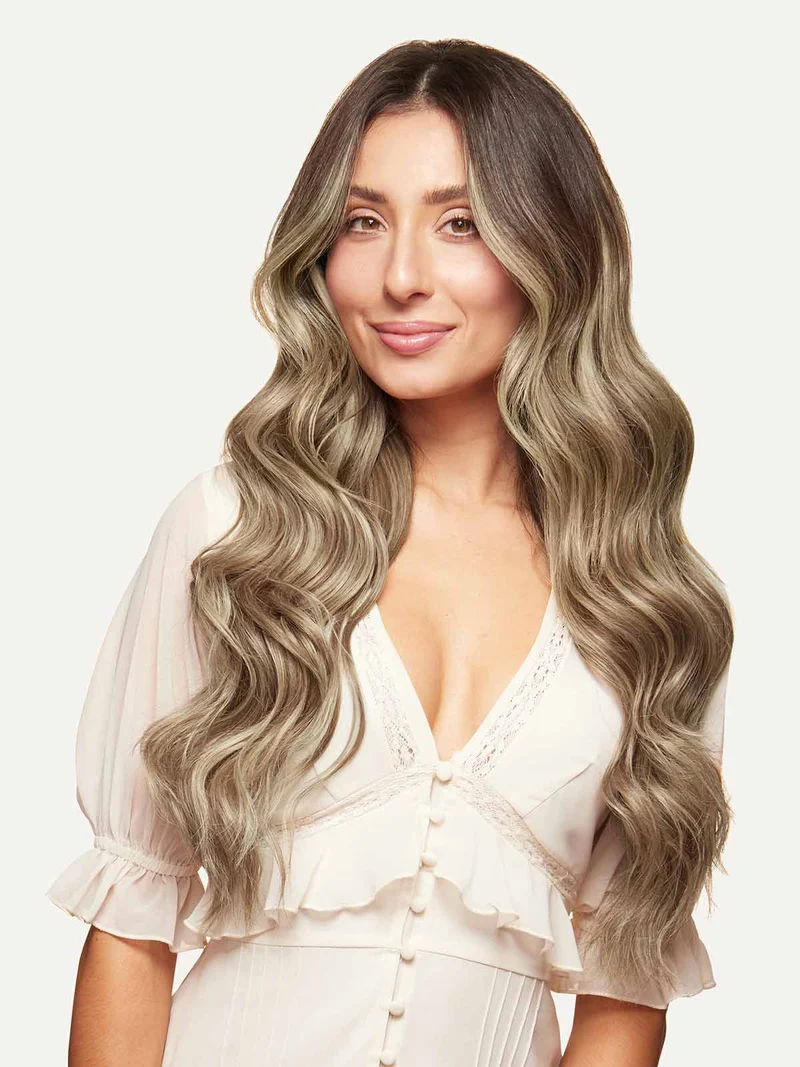 20" Ash Brown Highlights Halo® Hair Extensions (180g)