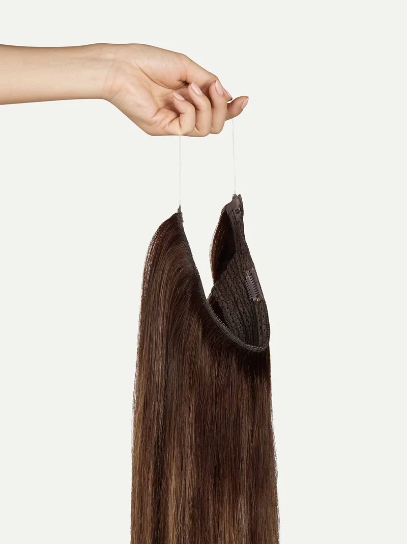 16" Chocolate Brown Balayage Halo® Hair Extensions (140g)