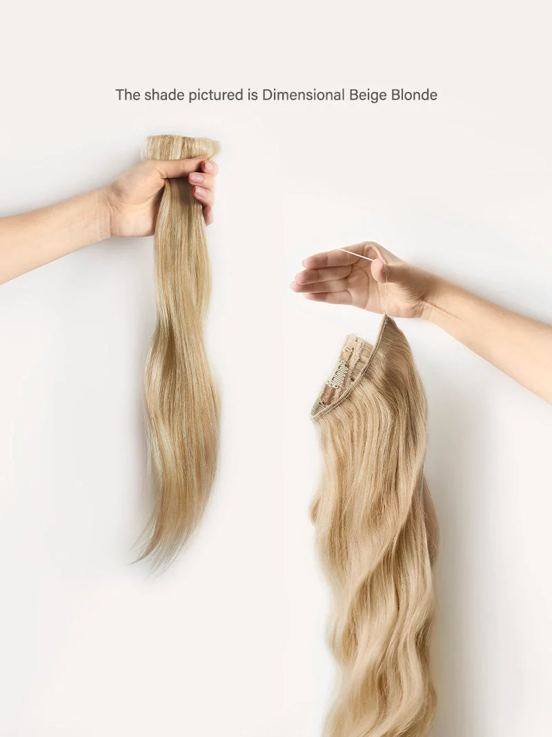 16” Ash Brown Highlights Scalp Hair Fill-Ins & Halo® Bundle (180g)