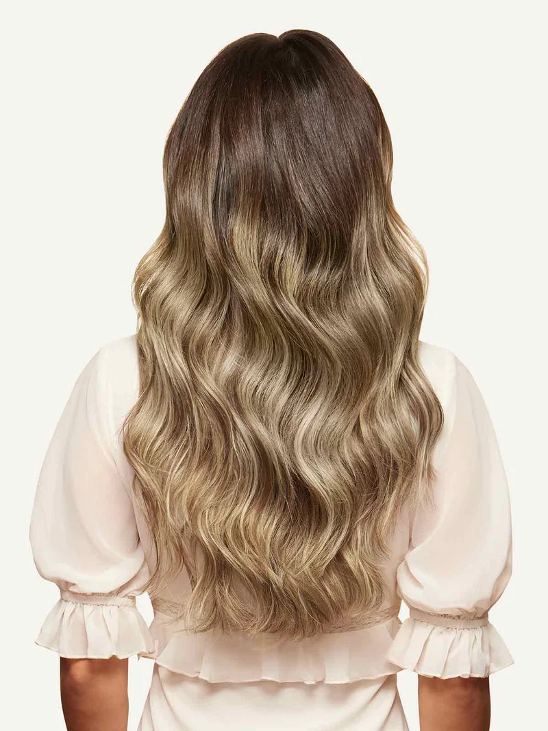 16" Ash Brown Highlights Halo® Hair Extensions (140g)