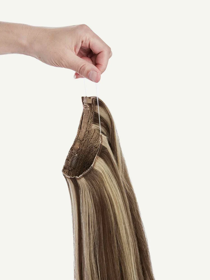 16" Ash Brown Highlights Halo® Hair Extensions (140g)