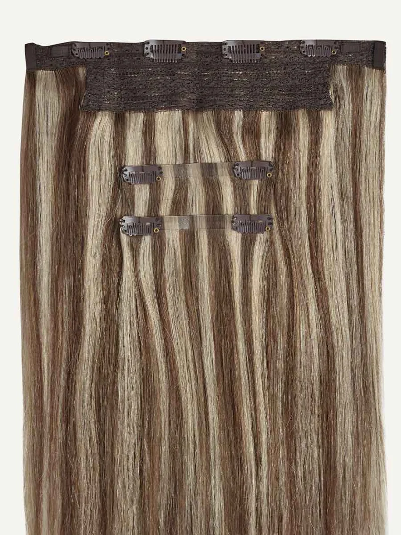 16" Ash Brown Highlights Halo® Hair Extensions (140g)