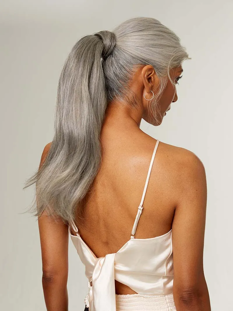 20" Light Gray Ponytail Extension (120g)