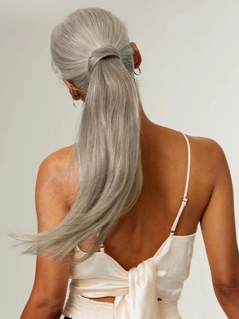 20" Light Gray Ponytail Extension (120g)